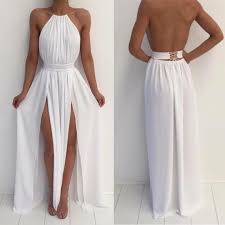 White Halter Simple A Line Backless Long Prom Dress Chiffon Evening Dress Backless Prom Dresses Chiffon Evening Dresses Prom Dresses Long