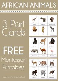 African Animals Montessori Printables Free 3 Part Cards 1 1 1 1 Montessori Printables Montessori Printables Free African Animals