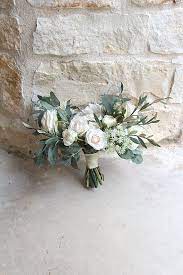 Garden style flowers consist of beautiful, lush blooms in shades of pastels. Loose Garden Style Greenery Wedding Bouquet White Cream White Wedding Bouquets Greenery Wedding Bouquet Real Touch Flowers