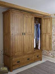 Original Rustic Triple Wardrobe In Solid Oak Oak Furniture Land Oak Wardrobe Oak Furniture Land Wood Wardrobe