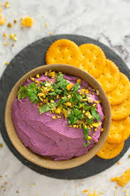 Purple Sweet Potato Hummus Recipe Cooking With Nart Recipe In 2020 Sweet Potato Hummus Delicious Snacks Recipes Sweet Potato Snacks
