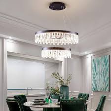 Chandelier modern k9 crystal raindrop chandelier lighting flush mount led ceiling light fixture for dining room bathroom bedroom livingroom pendant lamp 11h 16w. Buy Aidos 2 Rings Led Modern Crystal Chandelier Led Ceiling Lighting Fixture For Bedroom Living Room Adjustable Stainless Steel Pendant Light Online In Indonesia B07wng1gxd