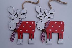 Set Rentiere Zum Aufhangen Weiss Holz Hanger Elch Advent Baumschmuck Deko Herz Rentier Holz Kunstlicher Weihnachtsbaum Christbaum