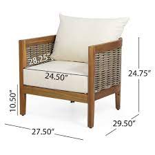 Gdf Studio Morrow Outdoor Acacia Wood Club Chairs With Cushions Teak Mixed Brown And Beige 2 Pack Walmar In 2021 Club Chairs Patio Furniture Deals Brown Cushions