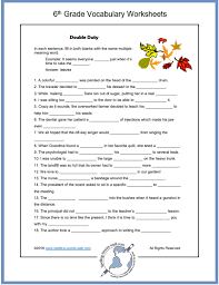 Sixth Grade Vocabulary Worksheets