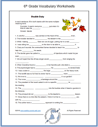 English language arts materials, or other common core educational worksheets for seventh grade, click here to see our wide selection. Sixth Grade Vocabulary Worksheets