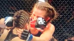 Outside the combat sports world, though, it's often looked at with a grimace. Ufc Fighter Leslie Smith S Ear Explodes After Being Punched In The Head By Jessica Eye Daily Mail Online