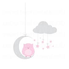 Clip Art Set Owl Moon And Stars Pink And Gray Print 3 Print Ready Files Jpg And Png Format Id 243 Owl Clip Art Owl Printables Clip Art