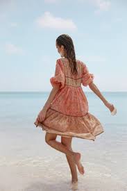 Spell The Gypsy Collective Seashell Boho Mini Dress Coral Garmentory