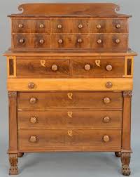 Birds eye maple and glass origin: Empire Mahogany And Birdseye Maple Chest Having Stacked Double Drawer Top Over Two Short Drawers With Heart Inlays Over Birds Sold At Auction On 25th March Bidsquare