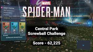 Central Park Screwball Challenge - Score of 62,225 | Spider-man (PS4) -  YouTube