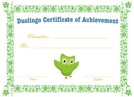 Duolingo Certificate Of Achievement In 2020 Duolingo Certificate Of Achievement Language Education