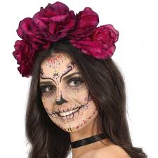Diadema disfraz catrina con flores Petalos de Rosa para Halloween. Envío en  24h