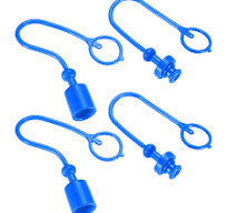 2 Set Hydraulic Coupler Dust Cap 3/8 ISO-A PVC with Retention Ring Blue
