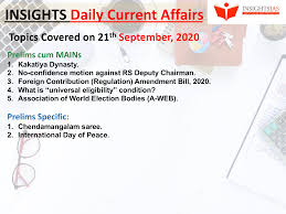 Insights Daily Current Affairs Pib Summary 21 September 2020 Insightsias