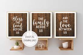 In honor of summer and all free spirited souls, we look to bohemian inspiration for ways to keep the summer experience going all year long.… Rustic Kitchen Art Printables Bless The Food Wall Art Etsy Dining Room Art Food Wall Art Kitchen Art Printables