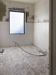 By choosing chevron floor tiles, you can ensure that any kind of house gets transformed into a cozy, living area that spells style and sophistication. One Room Challenge Week 2 Bathroom Renovation I Spy Diy