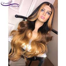 Hair colors for blondes | hairstyles, nail art, beauty and fashion. Dream Beauty Ombre Black With Honey Blonde Highlights Human Hair 13x6 Lace Frontal Wig Brazilian Remy Wavy Human Hair Wigs Buy At The Price Of 47 13 In Aliexpress Com Imall Com
