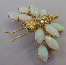 Kurt Wayne 18k Gold Diamond Opal Butterfly Brooch Insect Jewelry Classic Jewelry Opal Jewelry