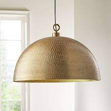 Fletcher satin brass traditional opal glass globe pendant light. Brass Pendant Lights Crate And Barrel