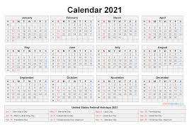 If you click on the add holidays button, you can pick your country or other countries from the list and select the official federal holidays which. Free Printable Yearly 2021 Calendar With Holidays As Word Pdf