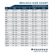 Size Chart Propper Bdu Double Tap Surplus