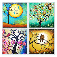 Handmade Glass Coasters Tree Art Art Bird Art