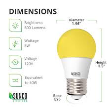 A15 Led Bulb Yellow Bug Light Sunco Lighting
