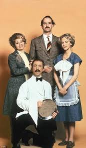 Fawlty Towers Is One Of British Tv S Most Famous Comedies From Left Sybil Prunella Scales Manuel Andrew Sachs Basil John Cleese And Polly Connie Booth Were T In 2020 British Tv Comedies Comedy Actors Fawlty Towers