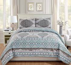 Twin xl bedspreads, quilts and coverlets. Amazon Com Mk Home 2pc Twin Twin Xl Bedspread Coverlet Set Floral Aqua Blue Grey White Taupe New Home Kitchen