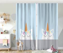 Eperde ile güvenli alışverişe hoşgeldiniz. Mavi Zeminde Unicorn Desenli Cocuk Odasi Fon Perde Realhomes