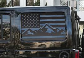 Black American Flag Decal Jeep American Flag Decals For Jku Jeep Wrangler Hardtop Side Windows Mountain Flag Camping Flag 4 Door Hs20 By Jeep Jku Jeep Decals Jeep Wrangler Accessories