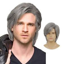 Amazon.com: Swiking Men Grey Wigs Short Straight Layered Hair for Male Guy  Fluffy Natural Hair Synthetic Halloween Cosplay Costume Wigs (Grey) :  Clothing, Shoes & Jewelry