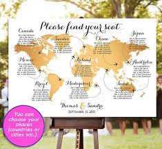 Wedding Seating Chart Rush Service Gold World Map Plane