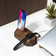 Solid wood iphone apple watch docking station. Apple Charging Station Dock For Iphone Apple Watch Oakywood