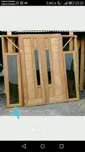 Pintu utama untuk rumah model kupu. Kusen Utama Kupu Tarung Plus Daun Pintu Jendlah Kayu Jati Mumer Bos Mebel 540207490