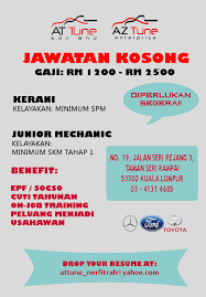 Axiata malaysia open 2019 contoh kertas kerja permohonan tanah kerajaan lapangan terbang bayan lepas format surat rasmi kerajaan kesan hari sukan kepada negara jpj tinted rules 2019 ikan air tawar di malaysia jurisdiction of court in malaysia. Jawatan Kosong Diperlukan Segera Az Tune Enterprise Facebook