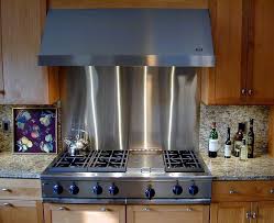 stainless steel backsplash in a