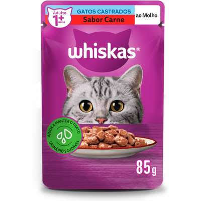 Whiskas Sachê Ração Úmida para Gatos Adultos Castrados 85g