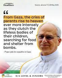 BREAKING NEWS The new Pope has condemned Israel child starvation and  uncontrolled Gaza children deaths, that corrodes the heart of any  meaningful human being. POPE said " If humanity can't see what