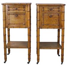 Height 24 length 24 depth. Pair Of Antique Faux Bamboo Nightstands Or Side Tables At 1stdibs