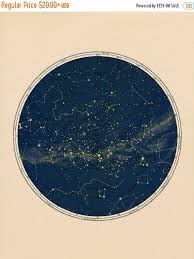 constellation map celestial chart print in circular format