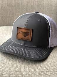 North Carolina Leather Patch Hat Richardson 112 Snapback Richardson 112 Trucker Hat With Leather P Leather Patches Leather Laser Engraved Leather
