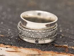 Those chunky rings for women are the elegant way to be unique and bold. 12mm Sterling Silver Spinner Ring Chunky Wide Sterling Silver Ring Handmade Ring Fidget Ring Anxiety Ring Unisex Ring Meditation Ring