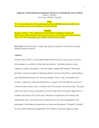 He has to evaluate why and on what basis he selects particular structure, size. Pdf Applying Critical Realism In Qualitative Research Methodology Meets Method