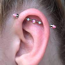 I Did An Industrial Piercing For This Gal Last December And Today I Got To Help Switch Up The Earings Piercings Industrial Piercing Jewelry Cute Ear Piercings