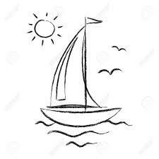 Just The Boat And Water Would Make A Nice Simple Tattoo Boat Drawing Sailboat Drawing Boat Cartoon