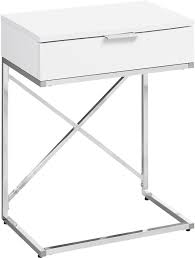 With sufficient surface space for snacks, drinks. Monarch Specialties Inc Glossy White 24 Chrome Metal Accent Table I 3470 Halton Hills Furniture Appliances