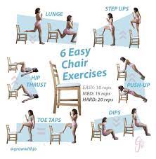 Easy Chair Workout Chair Exercises At Home Using A Simple Household Object Like A Chair To Workout Really Allows Chair Exercises Exercise At Home Workouts