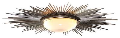 Xl Silver Sunburst Ceiling Light Fixture Chandelier Flush Mount Deco Modern Midcentury Flush Mount Ceiling Lighting By My Swanky Home